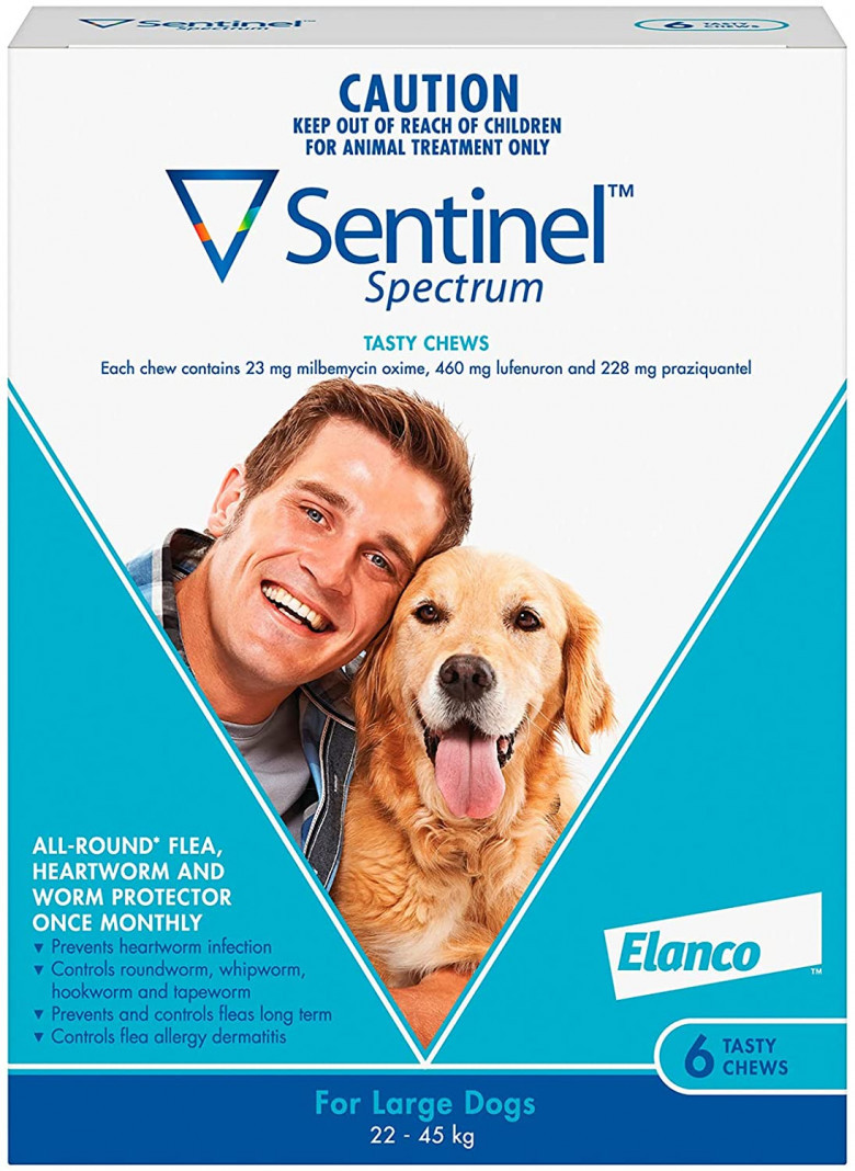 Sentinel Spectrum protection from flea and worms for 22-45Kg dogs 6 Chews