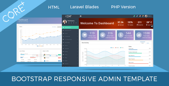 Bootstrap Laravel Blade Admin Template  - Coreplus
