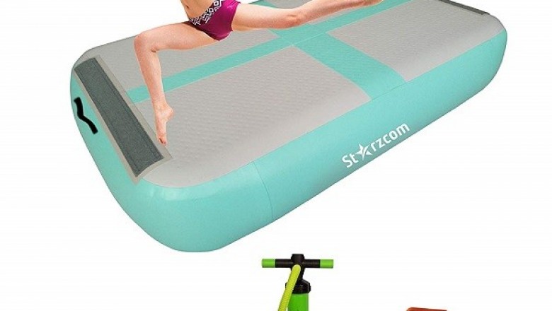 Gymnastics Air Mat with Safety Pump and Repair Kit Fit for Kids and Adults - Mint