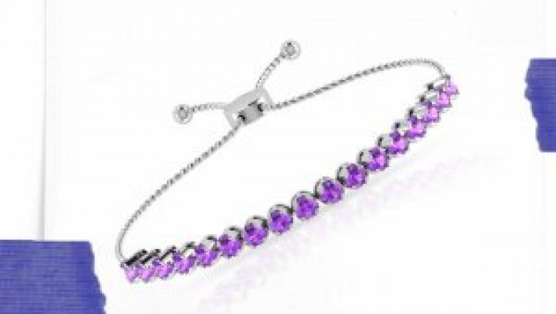 Amethyst Bolo Bracelet, 14k Gold Tennis Women Adjustable Bracelet, Unique Gemstone bracelet, Chain Birthstone Bracelet