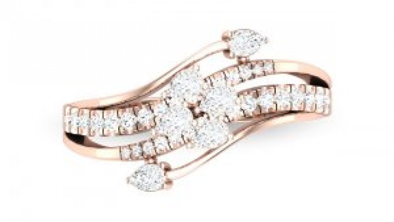 Wave Diamond Engagement Ring, Pear shaped Diamond Rings