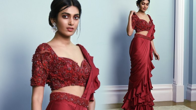 Buy Ruffle Saree online at fresh look fashion