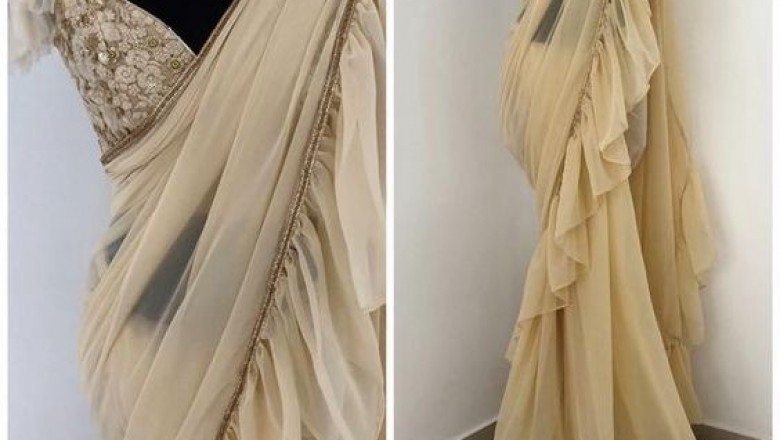 Designer Ruffle Saree Online Shopping at Fresh Look Fashion