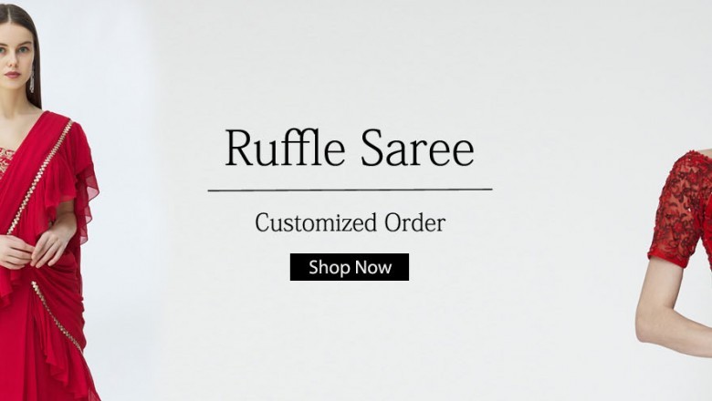 Ruffle Saree Online | Designer Frill Saree | Designer Ruffle Saree Online