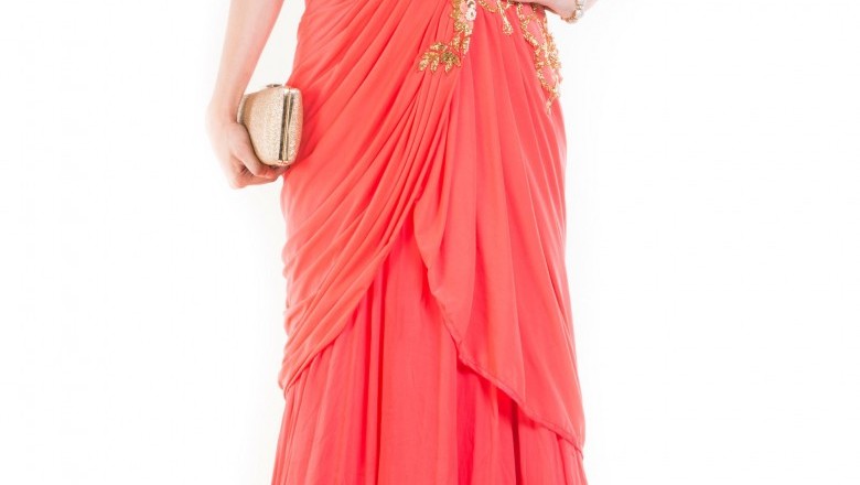Buy Saree Gown Online | Stitched Saree Gown | Saree Style Gown | Pre Draped Saree