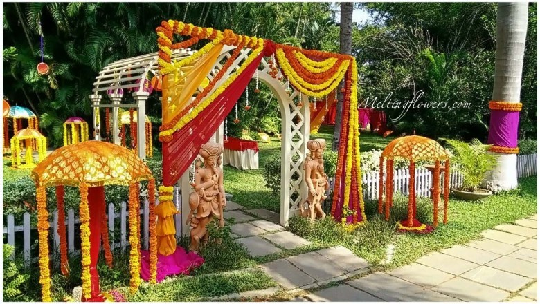 Mehndi and Sangeet décor | Mehndi decorations | Sangeet decorations | Melting flowers