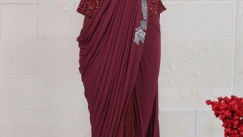 Stitched Saree Gown | Ready To Wear Saree | Saree Style Gown | Pre Pleated Saree | Concept Saree