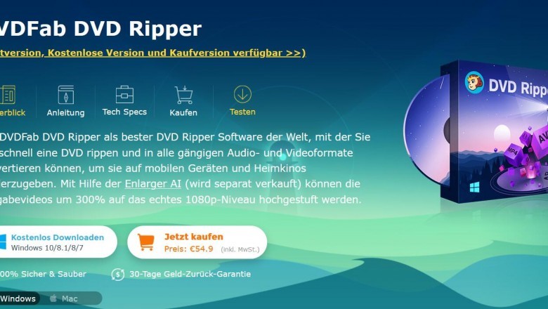 Bester Kotenloser DVDFab DVD Ripper | Kostenlose DVD Rippen Software zum Rippen; Konvertieren von DVDs in MP4, AVI und vielen anderen Videoformaten