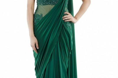 Latest saree gown designs for wedding at Fresh Look Fashion