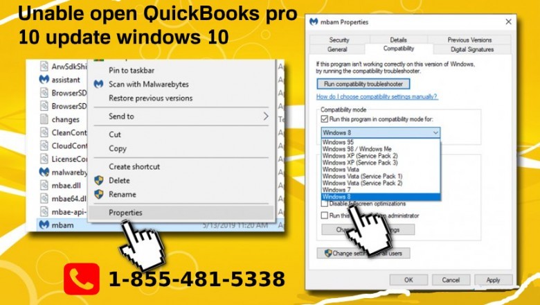unable open QuickBooks pro 10 update windows 10