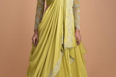 Ready Pleated Saree Gown | Pre Stitched Draped Saree | Saree Gown | Saree Style Gown