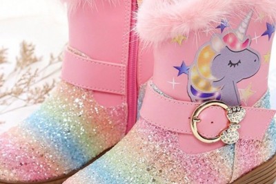 Girls Glitter Faux Fur Winter Knee Boots By Liv and Mia