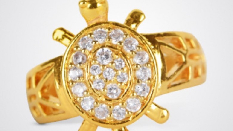 Buy Online Tortoise Meru Ring Adjustable with studded Zircons for Men and Women