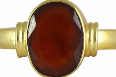 Natural Hessonite Garnet (Gomed) Gemstone Adjustable Ring