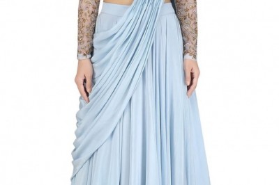 Buy Saree Gown Online | Ready To Wear Saree | Pre Draped Saree | Stitched Saree