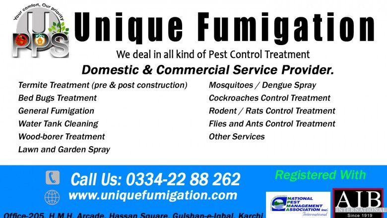 Unique Fumigation, Pest Control Services in Karachi, Termite, Bed Bugs