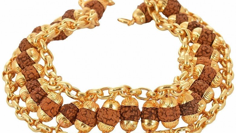 Buy Rudraksha Golden Bracelet for Men online at best price