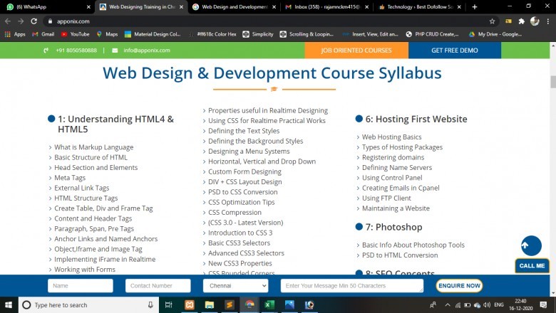 Web Design and Development Training in Chennai
