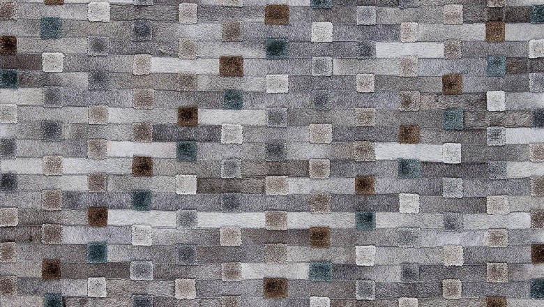 Luxury Geometric Contemporary Handmade Leather Tufted Rio Canopus Natural/Multi Area Rug Carpet