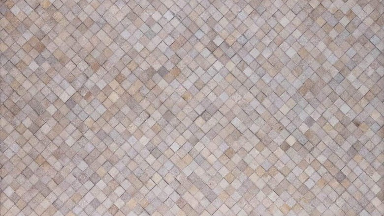 Luxury Geometric Contemporary Handmade Leather Gau Chess White Area Rug Carpet