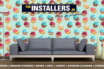 wallpaper,wooden flooring and grass installation | theinstallers.in