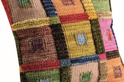 Decorative Hand Woven Pixelated Leaf Design Karba 3 Brown Cushion