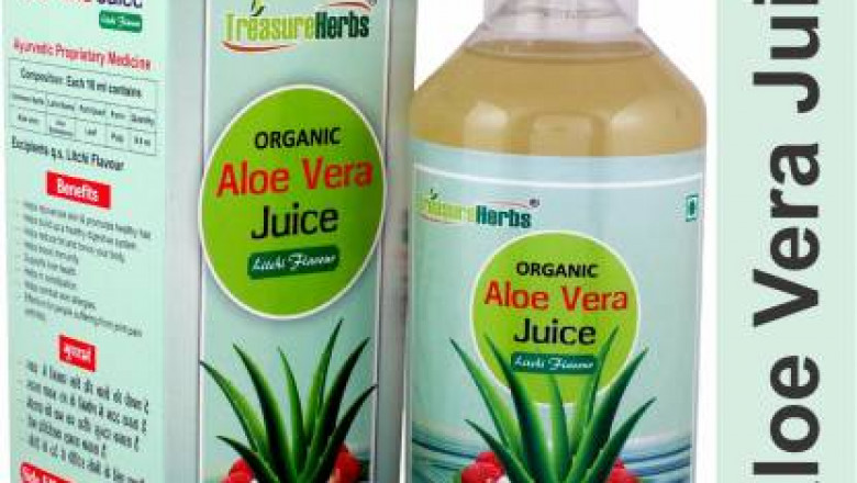 TreasureHerbs Organic Aloe Vera Juice with Litchi flavour 500 ml (500) -