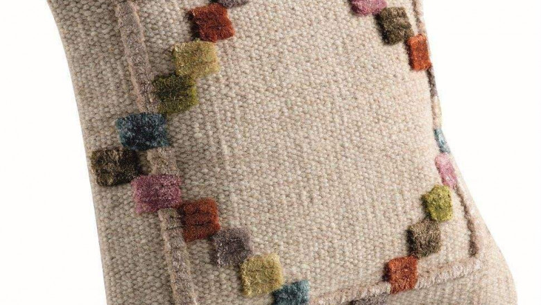 Decorative Hand-Woven High-Low Polka Dot Pasquale Green Cushion