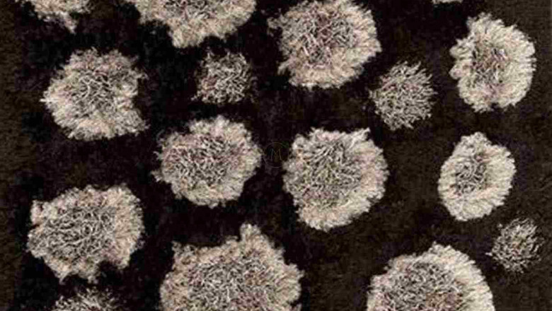 Hand-Tufted Abstract Circle Shag Roca Pebbles Grey/Black Area Rug Carpet Sale