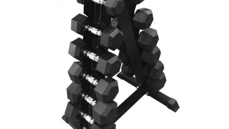 Rubber Home Gym dumbbell set with rack In Dubai – Liftdex LLC