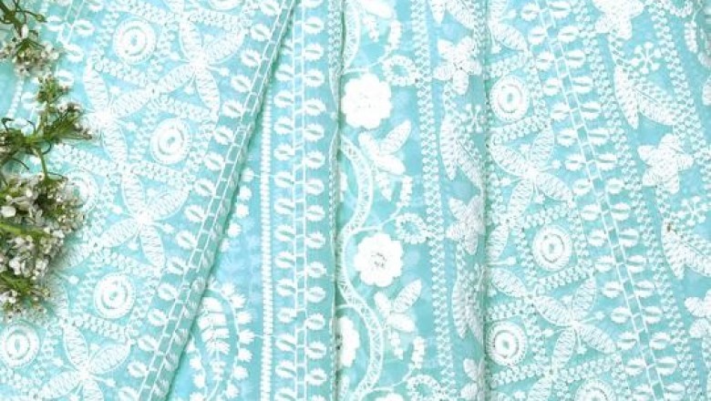 Blue Embroidered Fabric Hakoba
