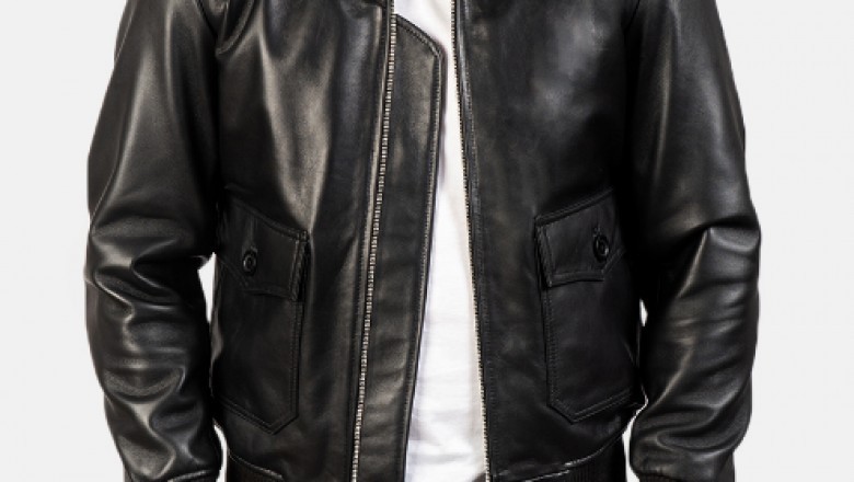 Airin G-1 Black Leather Bomber Jacket
