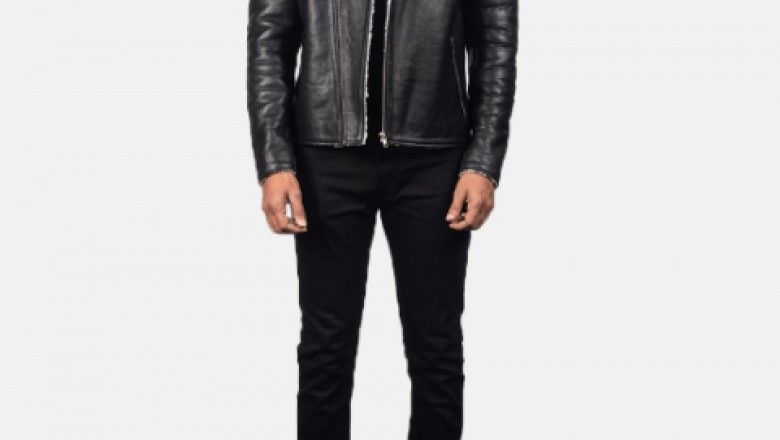 Alberto White Shearling Black Leather Jacket