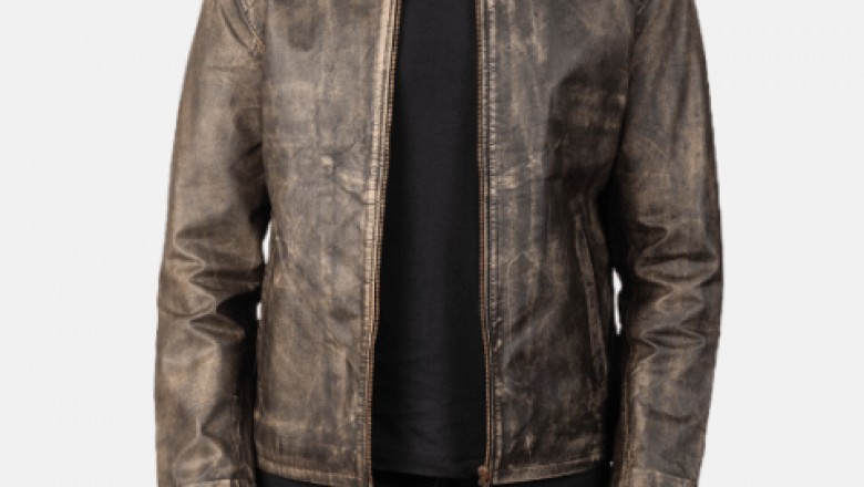 Alex Distressed Brown Leather Biker Jacket