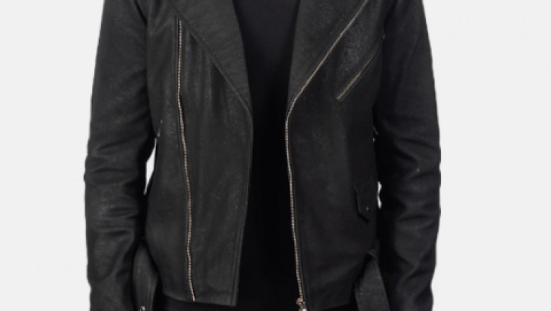 Allaric Alley Distressed Black Leather Biker Jacket