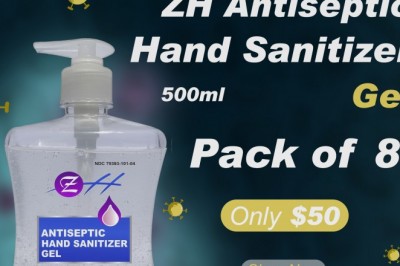 500 ml ZH Antiseptic Hand Sanitizer Gel – (Pack of 8) - ZH Therapeutics