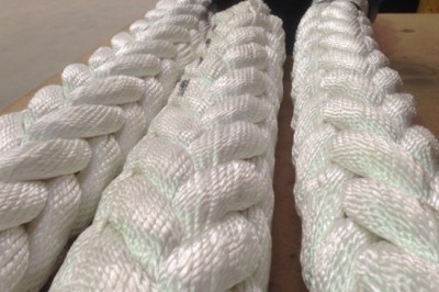 A synthetic rope is constructed by braiding different synthetic materials together to create the last product