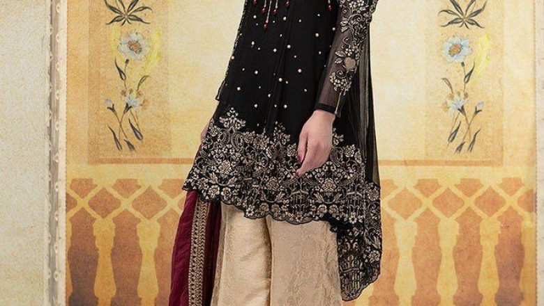 Embroidered Masoori Dress with Jamawar