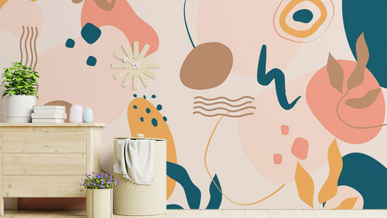 Abstract Autumn Leaves Peel And Stick Wallpaper For Kitchen|Giffywalls