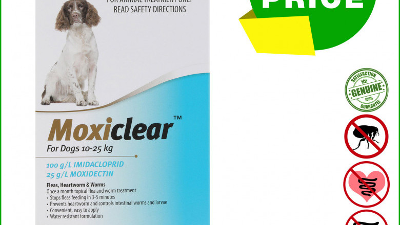 MOXICLEAR Flea Heartworm Worms Treatment for 10-25 Kg Dogs
