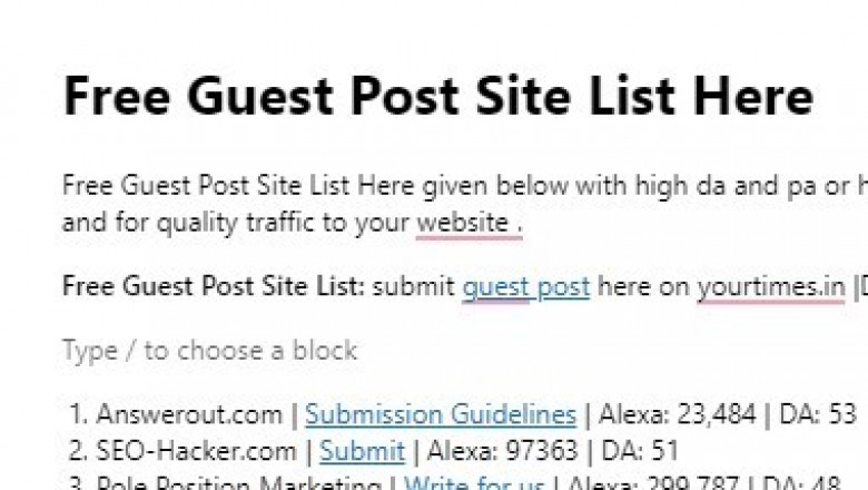 Free Guest Post Site List Here - YOURTIMES