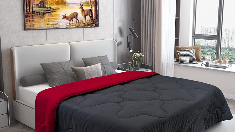 Dream Care Microfiber Reversible AC Comforter (Dark Grey, Maroon)