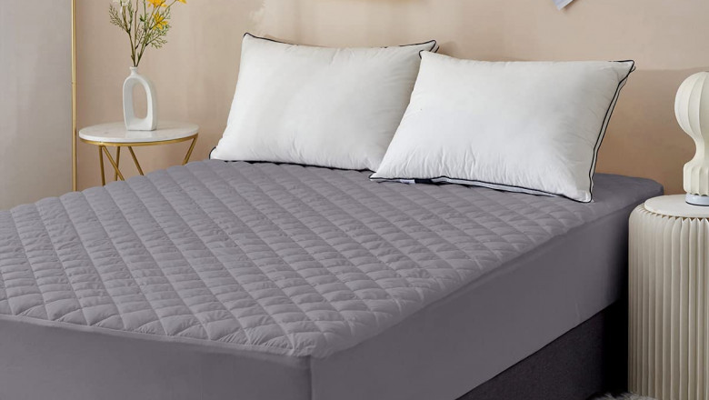 DREAM CARE Quilted Double Bed King Size Mattress Protector Grey