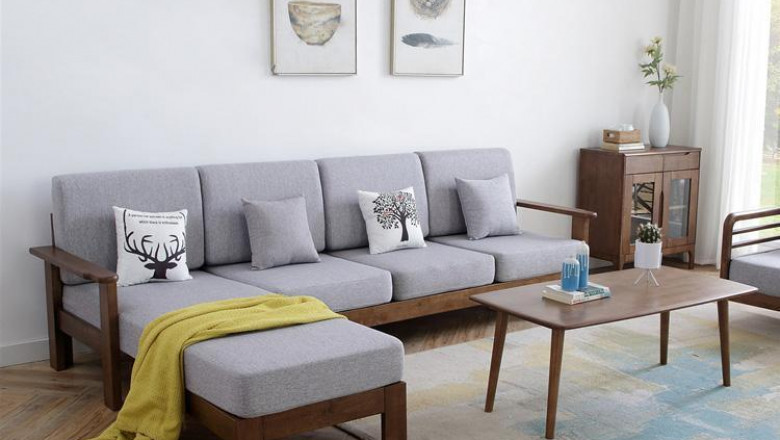 L Type Sofa | Simple Wooden Sofa Set in Sheesham | Casa Furnishing