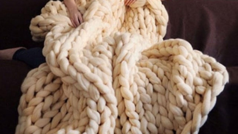 6cm Arm Thick Hand Knitted Blanket Yarn Throw Carpets Soft Warm Bed 100% Acryl Chunky