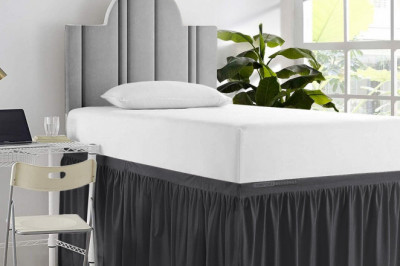 Luxury 100% Cotton Dorm Bed Skirt Easy Fit