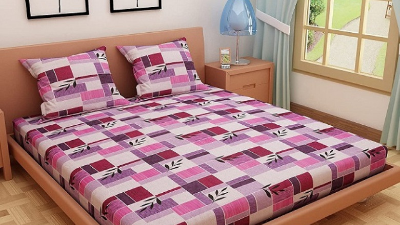 Zentangle Art Purple Pure Cotton Double Queen Size Bedsheet
