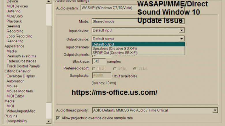 What is the Method To Fix WASAPI/MME/Direct Sound Window 10 Update Issue?