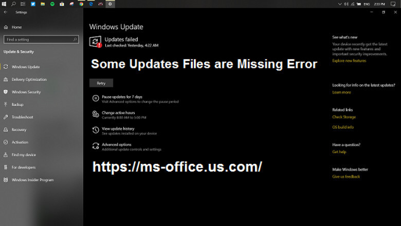 What is the Method to Resolve Some Updates Files are Missing Error?