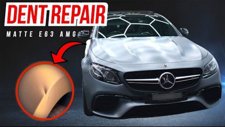 Sharp Dent on a Matte Grey Mercedes-Benz E63 AMG Quarter Panel